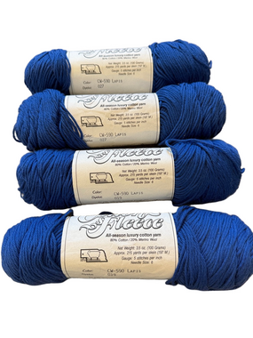 (4) Brown Sheep Cotton Fleece Yarn Lot Skeins Color CW-590 Lapis